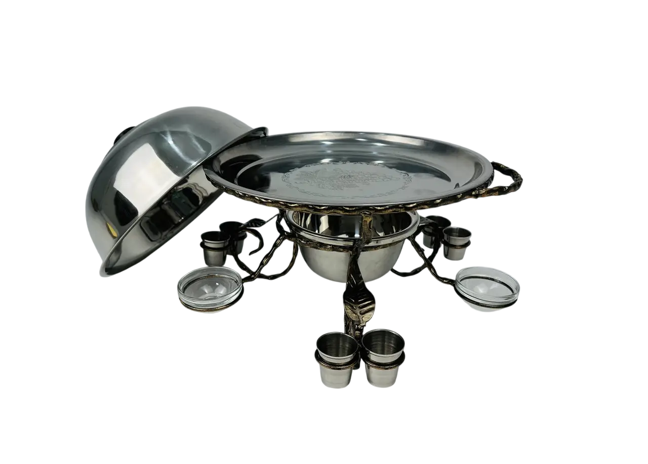 Садж для подачи 36 см с соусницами и рюмками + крышка усиленная (10555203)