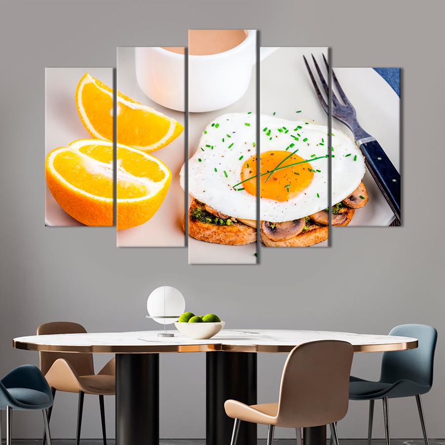 Настенний декор Тост с яйцом апельсин и какао на завтрак 112x68 см (A286-5)