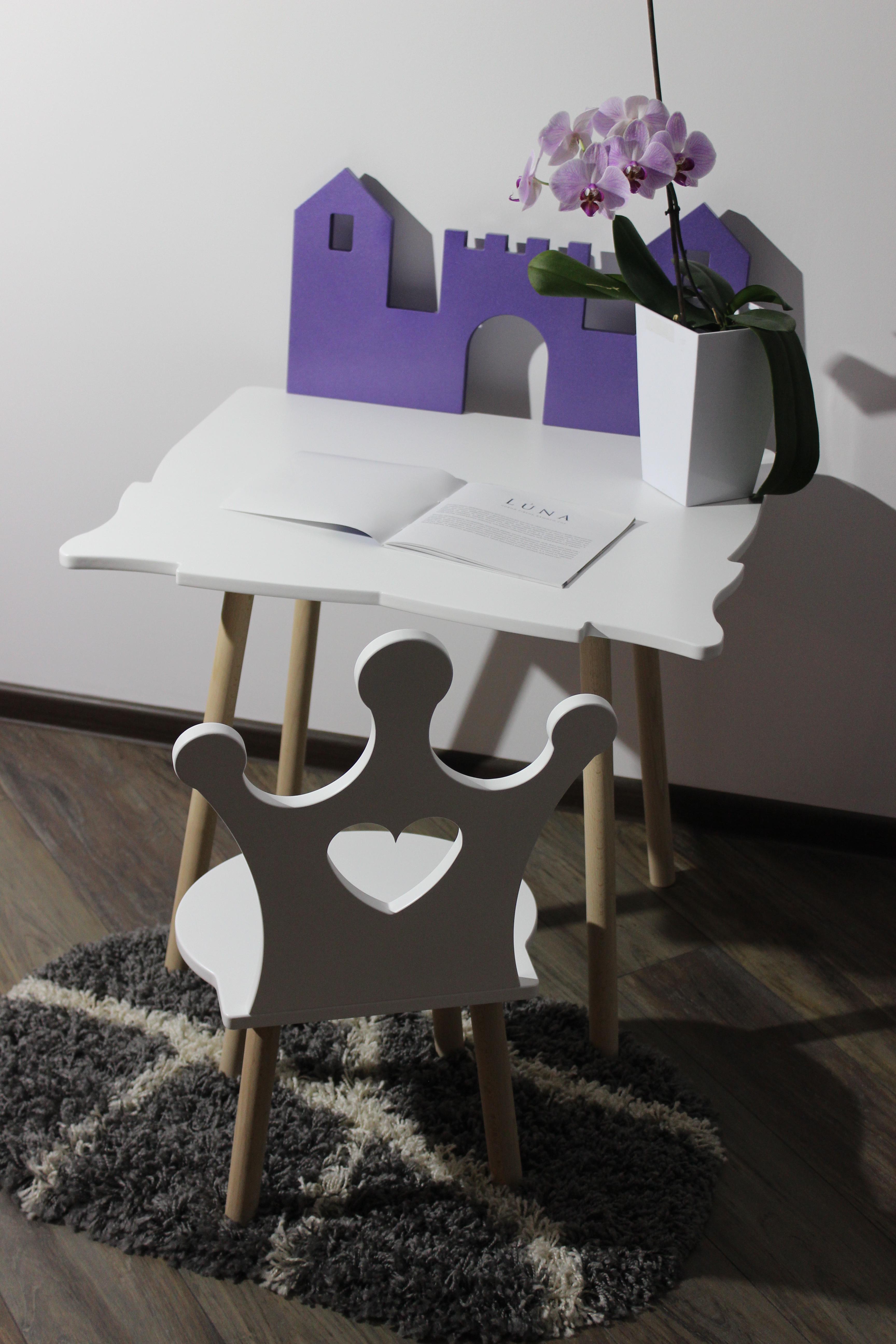 Комплект дитячий Luna Princess з дерева та МДФ стіл зі стільцем Білий/Бук Комплект дитячий Luna Princess з дерева та МДФ стіл зі стільцем Білий/Бук