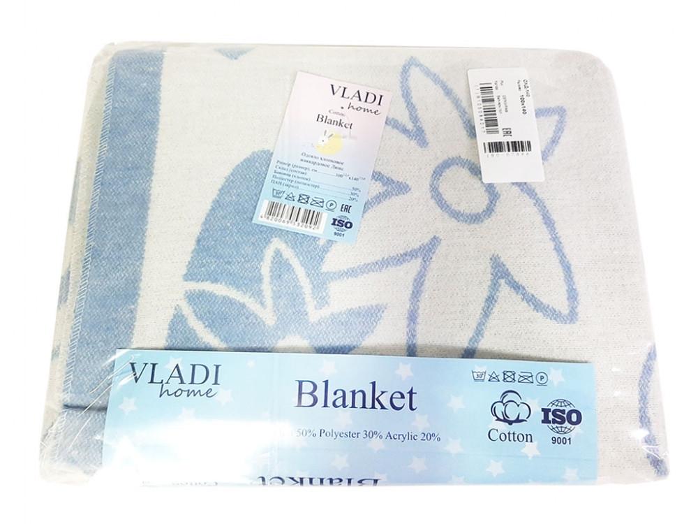 Детское одеяло хлопковое жаккардовое Vladi 100х140 Жираф Бело-голубой (2000025975)