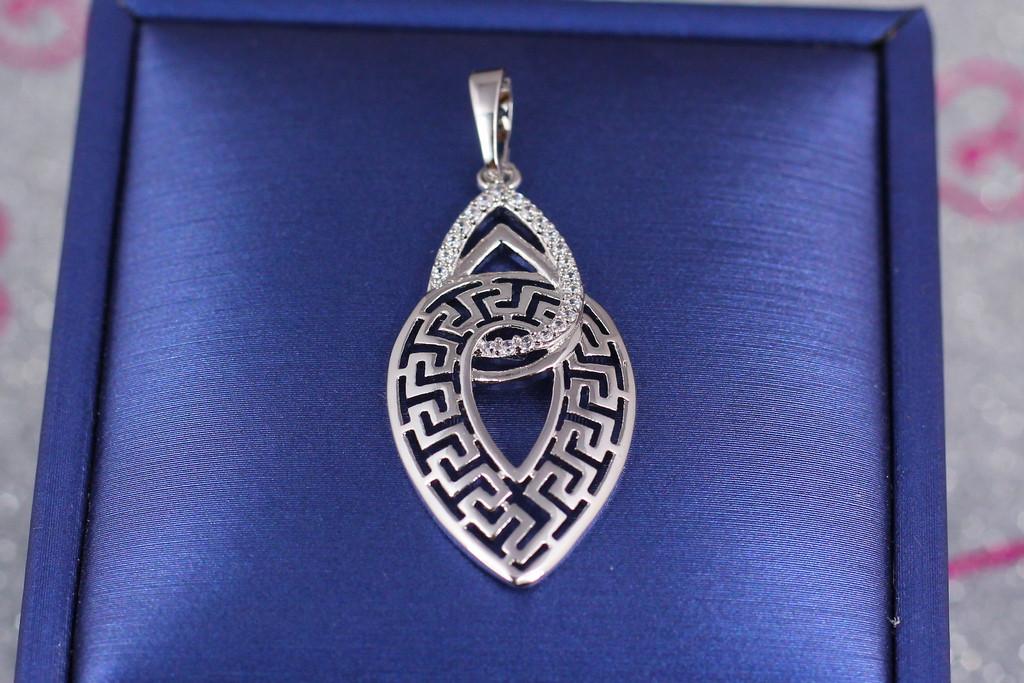 Кулон Xuping Jewelry Мигдаль з грецьким візерунком 2,5 см Сріблястий