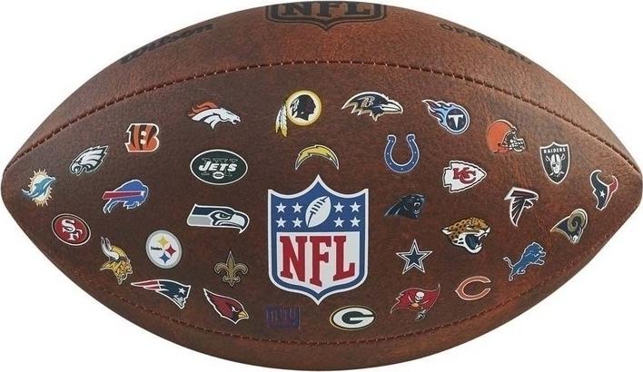 Мяч для американского футбола Wilson NFL OFF THROWBACK 32 TEAM LOGO р. 9 Темно-коричневый (WTF1758XBNF32)