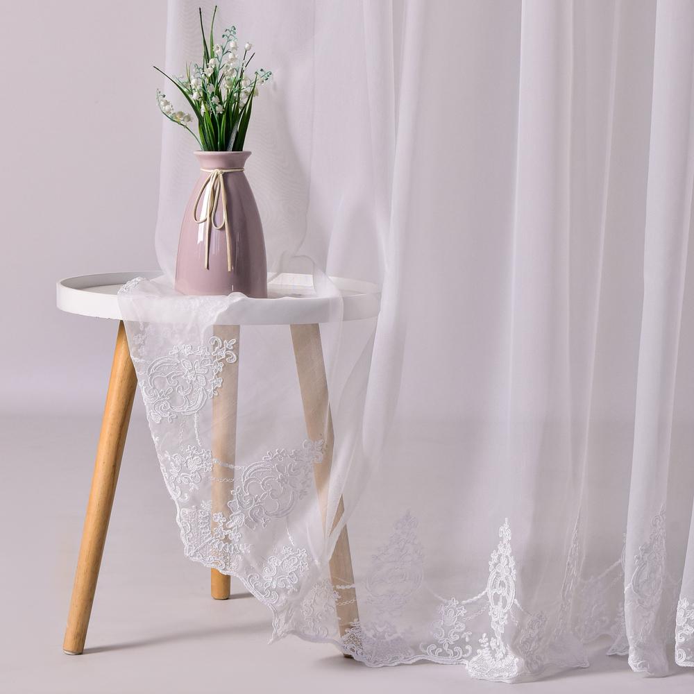 Тканина тюль бамбук з вишивкою Катерина V-01 ekru 58 гр/м2 310 см (26595) - фото 3