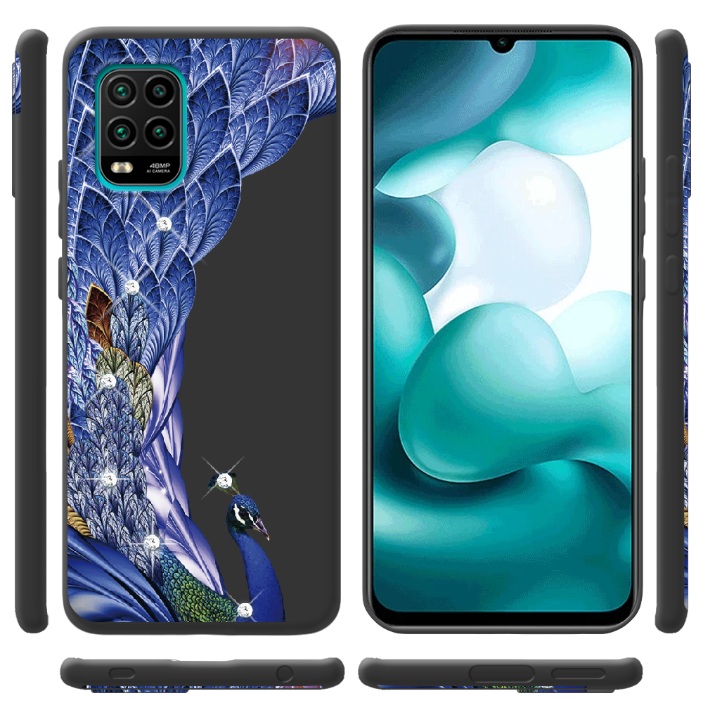 Чехол с рисунком Boxface Xiaomi Mi 10 Lite Павлин со стразами Черный силикон (39438-rs7-41940) - фото 2 Чехол с рисунком Boxface Xiaomi Mi 10 Lite Павлин со стразами Черный силикон (39438-rs7-41940) - фото 2
