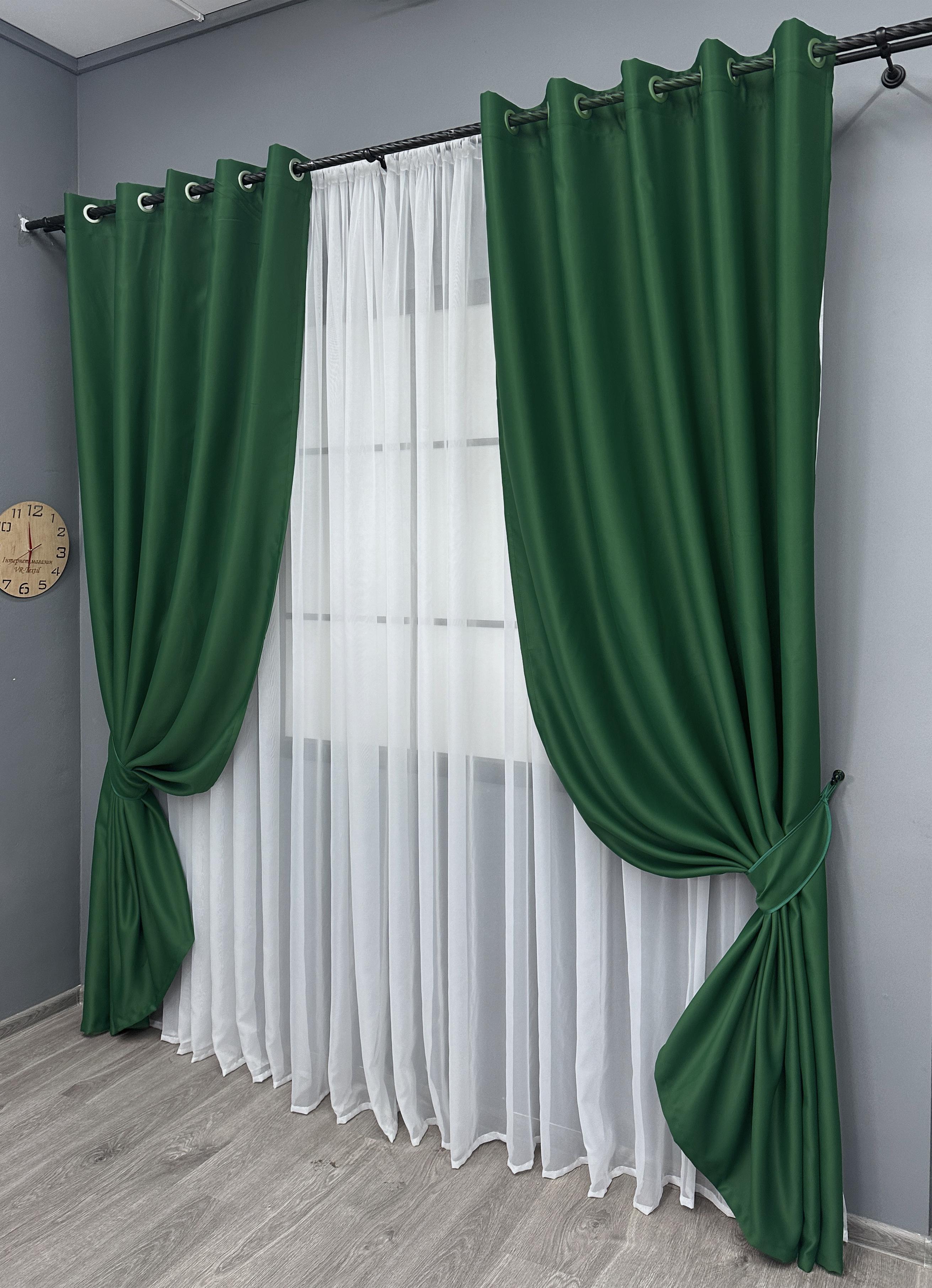 Комплект штор на люверсах VR-Textil Блекаут Bagema Rvs № 1475ш 150х250 см 2 шт. Зелений (37-0254) - фото 2 Комплект штор на люверсах VR-Textil Блекаут Bagema Rvs № 1475ш 150х250 см 2 шт. Зелений (37-0254) - фото 2