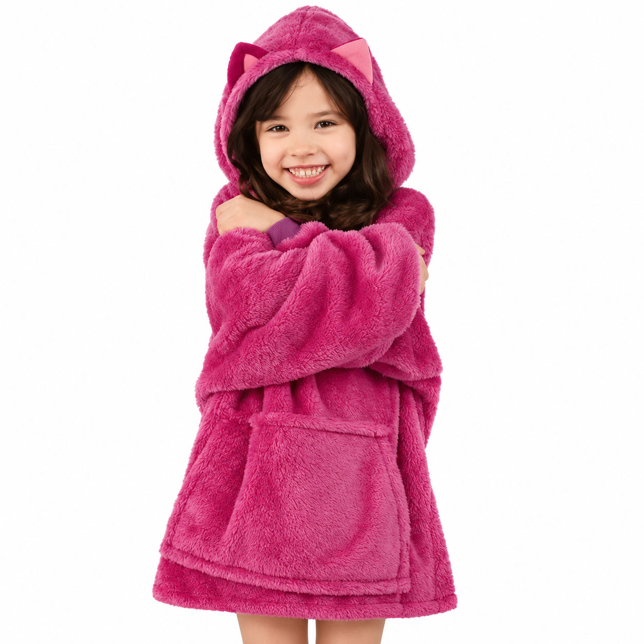 Плед-худи детский Huggle Pets Hoodie 2в1 с капюшоном и игрушка-подушка до 140 см Розовый (MX-00007383R)