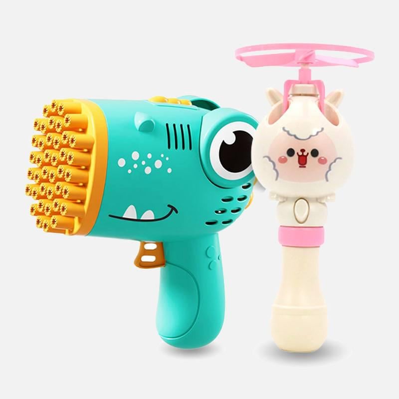 Набор игровой детский Booble Toy пулемет автоматический для мыльных пузырей и летающий пропеллер (27642437)