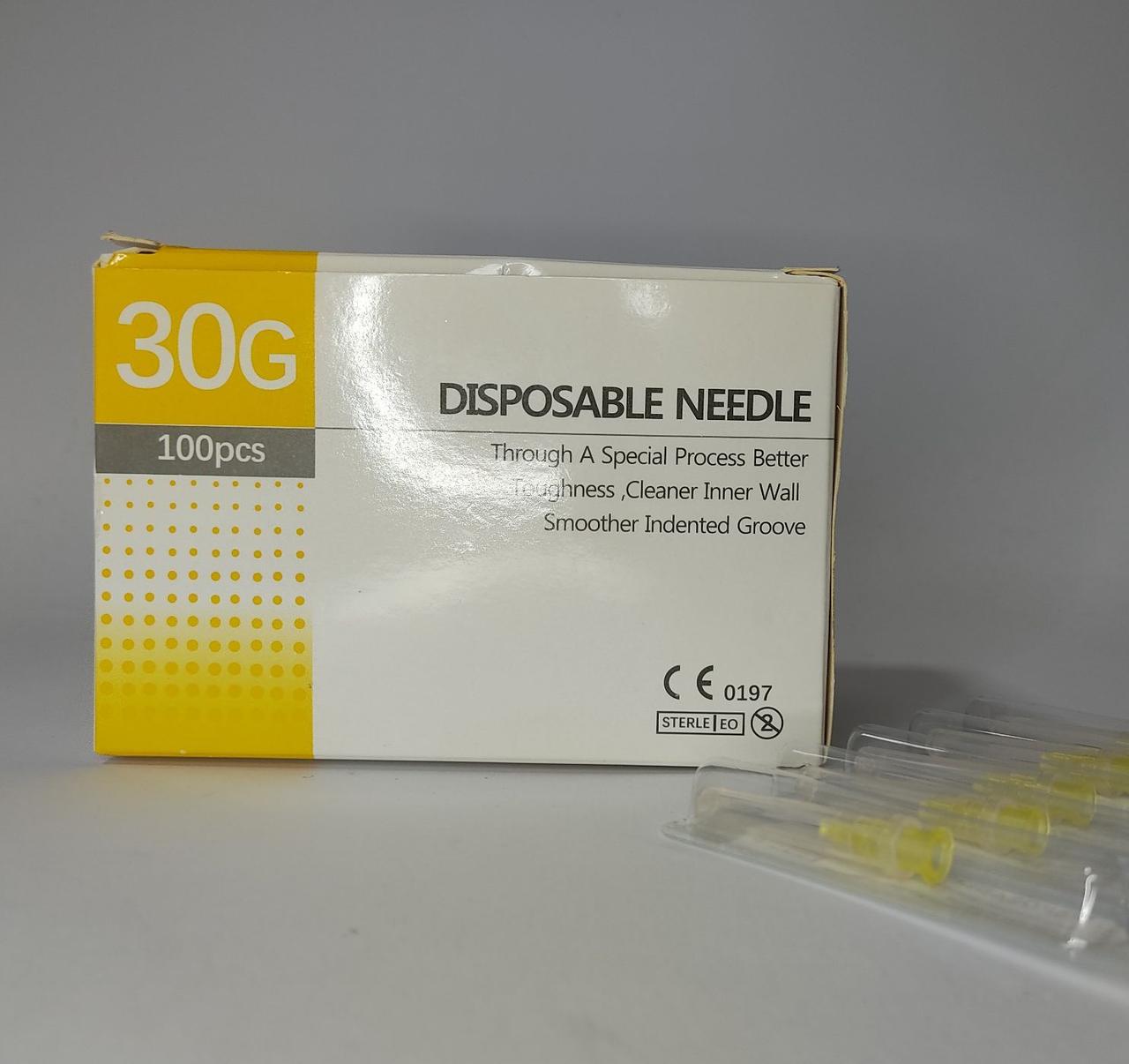 Голка для мезотерапії Disposable needle G30 0,3x6 мм 100 шт. (17836370)