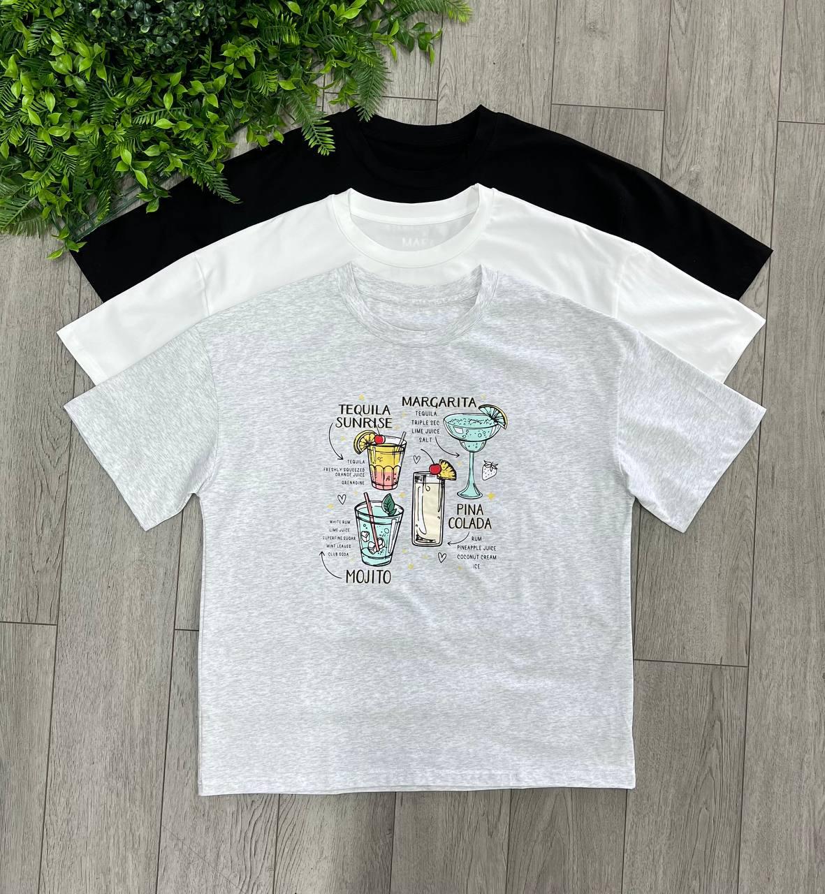 Футболка женская Коктейли OS Серый (#25163-01) - фото 6