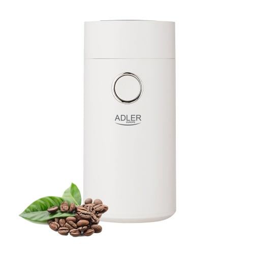 Кофемолка Adler AD 4446 WS 150 Вт металлическая чаша 75 г и блокировка крышки White/Silver