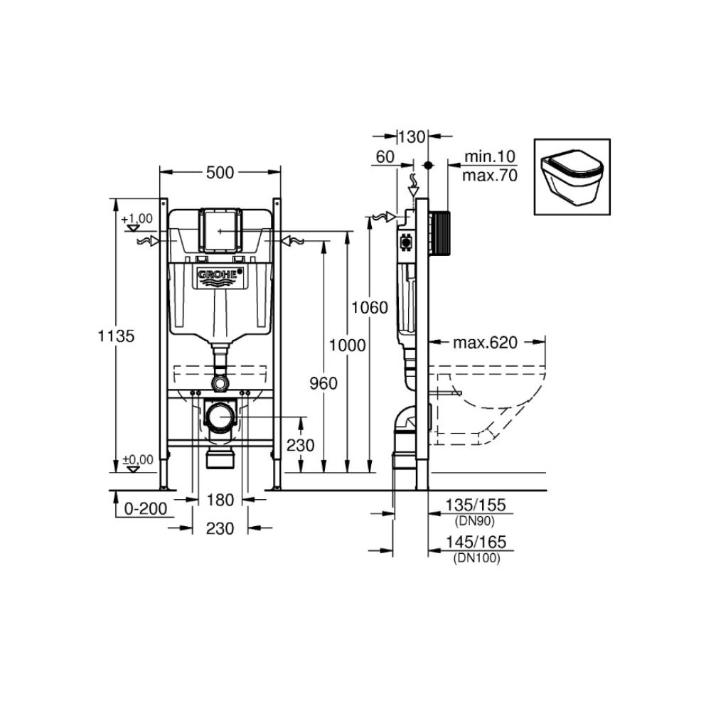 Інсталяція Grohe Rapid SL підвісний унітаз Kroner Harz Rimless/гігієнічний душ Qtap (3884000G/38732000/WHI523632/QTINSVARCRMV01) - фото 11