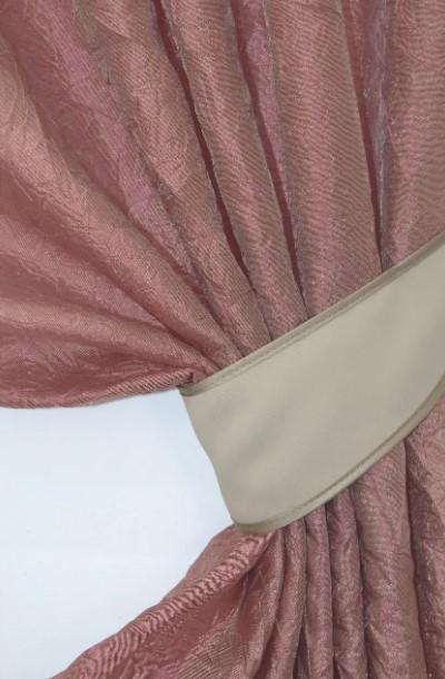 Шторки на кухню/балкон з ламбрекеном 270х170 см Рожево-золотистий/Бежевий (073к) - фото 2