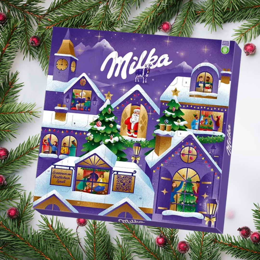 Адвент-календарь новогодний Milka Tableron стенд Ассорти 238 г