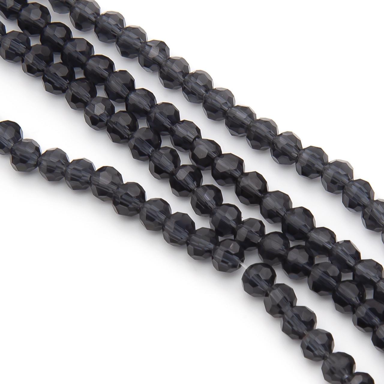 Бусины хрусталь огранка шар 95 шт. 37 см 4 мм прозрачный Черный (БС0004х56)