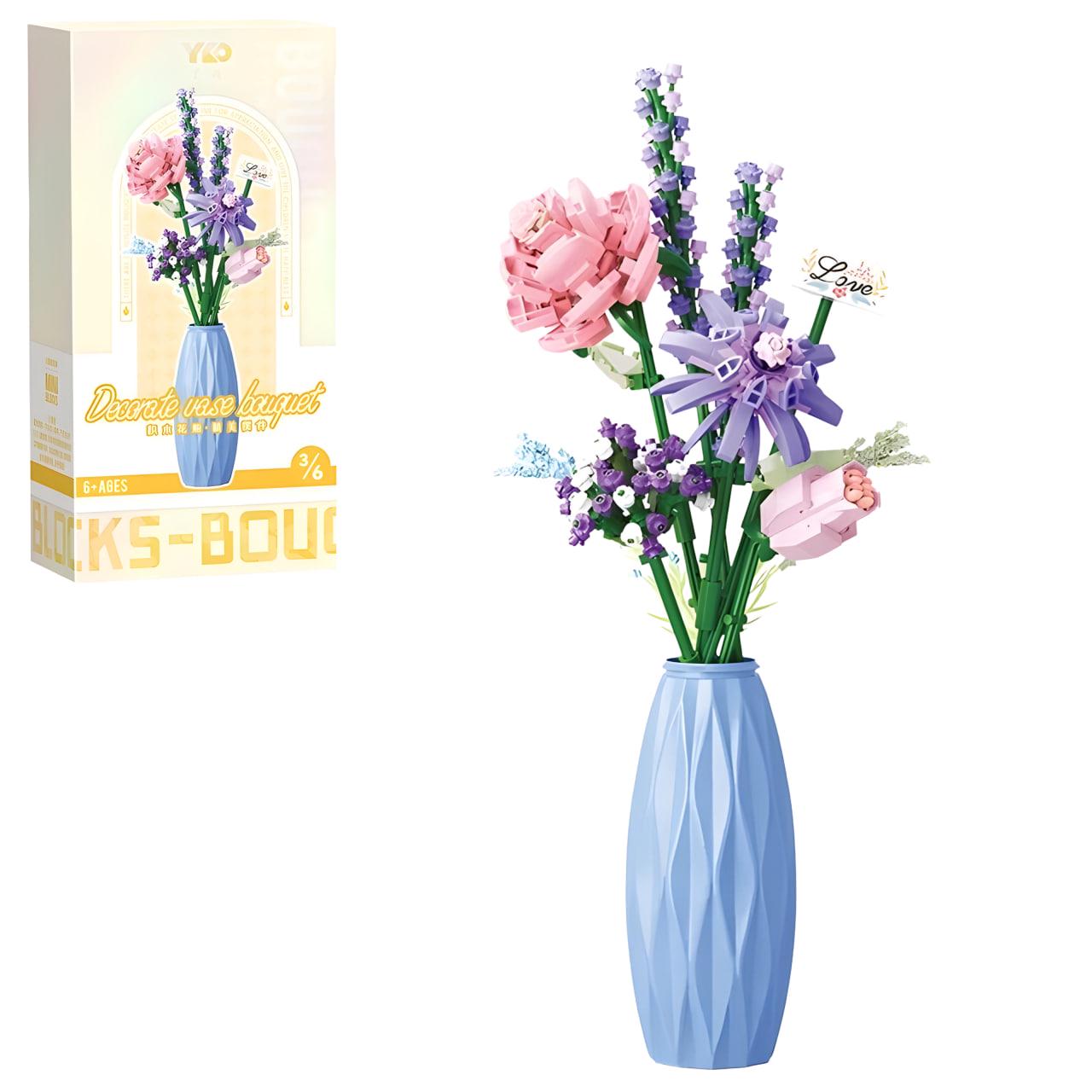 Конструктор 3D Блакитна ваза з квітами 303 дет. (2352-P)