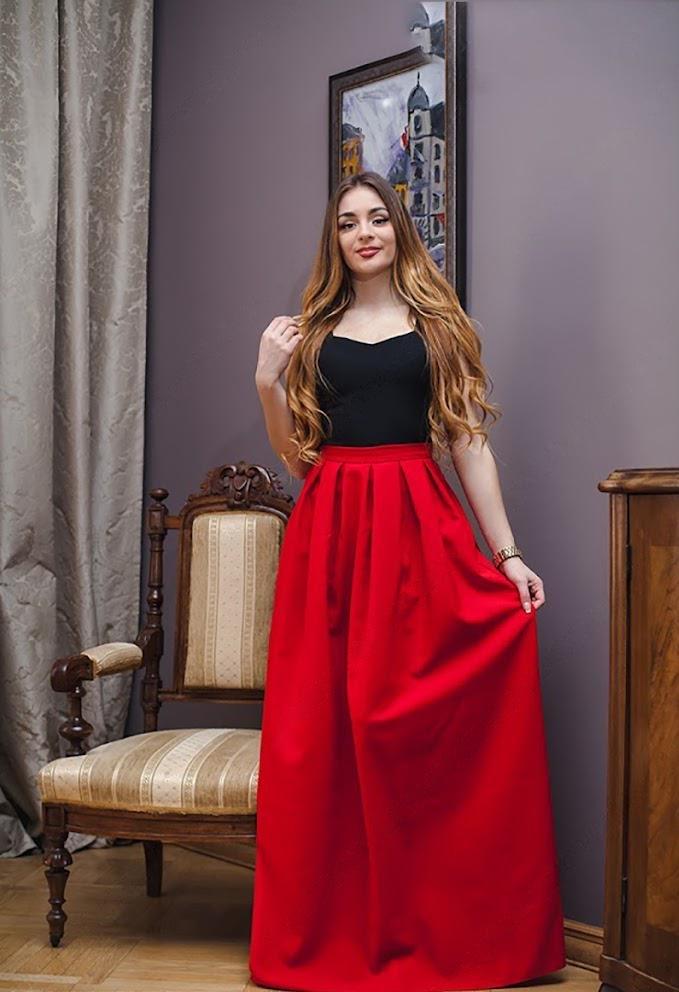 Юбка женская макси в складку Podium 13908-RED L Красный