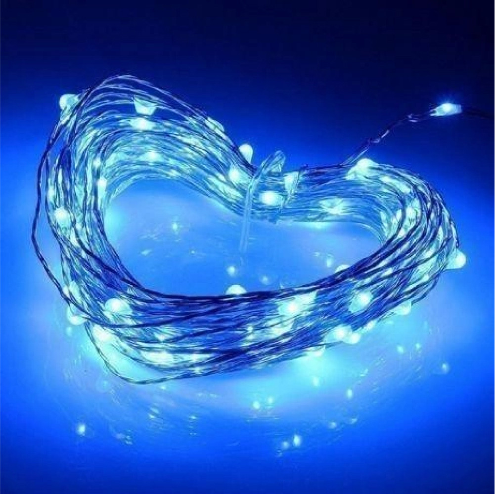 Гірлянда світлодіодна нитка Роса від USB 200 LED 8 режимів IP44 20 м Синій - фото 7 Гірлянда світлодіодна нитка Роса від USB 200 LED 8 режимів IP44 20 м Синій - фото 7