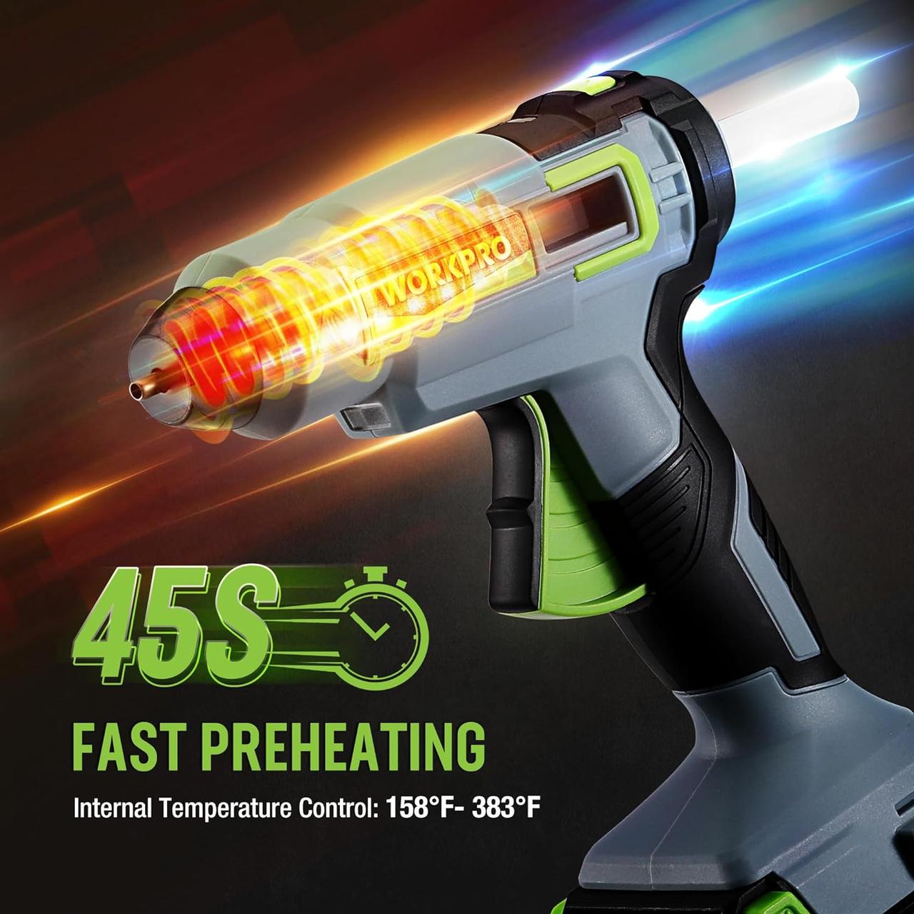 Пістолет клейовий WORKPRO 20 В з літій-іонним акумулятором 2 Ач - фото 3 Пістолет клейовий WORKPRO 20 В з літій-іонним акумулятором 2 Ач - фото 3