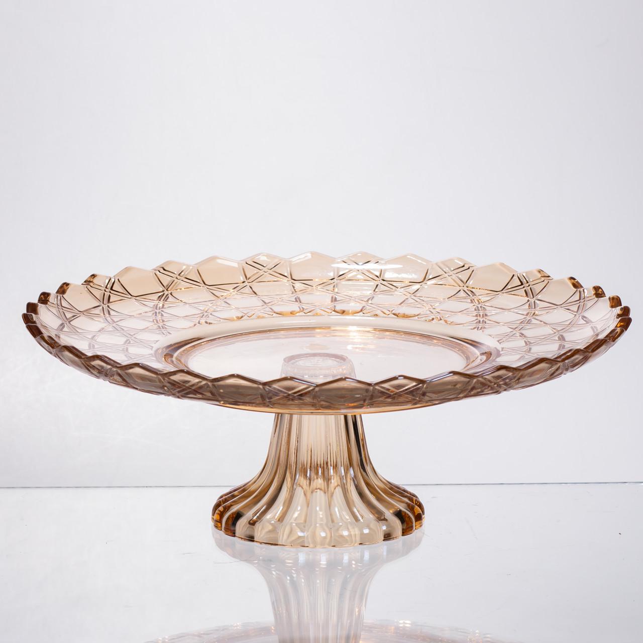 Фруктовница стеклянная на ножке 29 см Коричневый (64486-20)