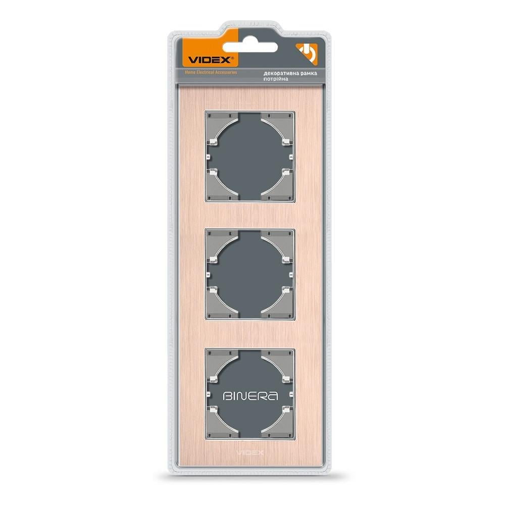 Рамка алюминиевая вертикальная Videx Binera VF-BNFRA3V-CP Рамка алюминиевая вертикальная Videx Binera VF-BNFRA3V-CP