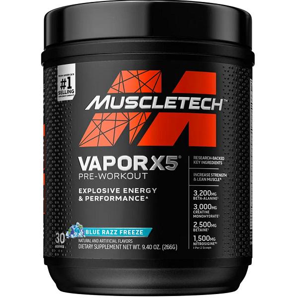 Комплекс до тренування MuscleTech VaporX5, Next Gen Pre-Workout 272 г 30 порцій Blue Raz Freeze