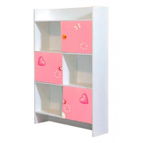 Шафа книжкова Світ Меблів Мульти Фея в дитячу кімнату 800x305x1500 мм ДСП Білий/Рожевий