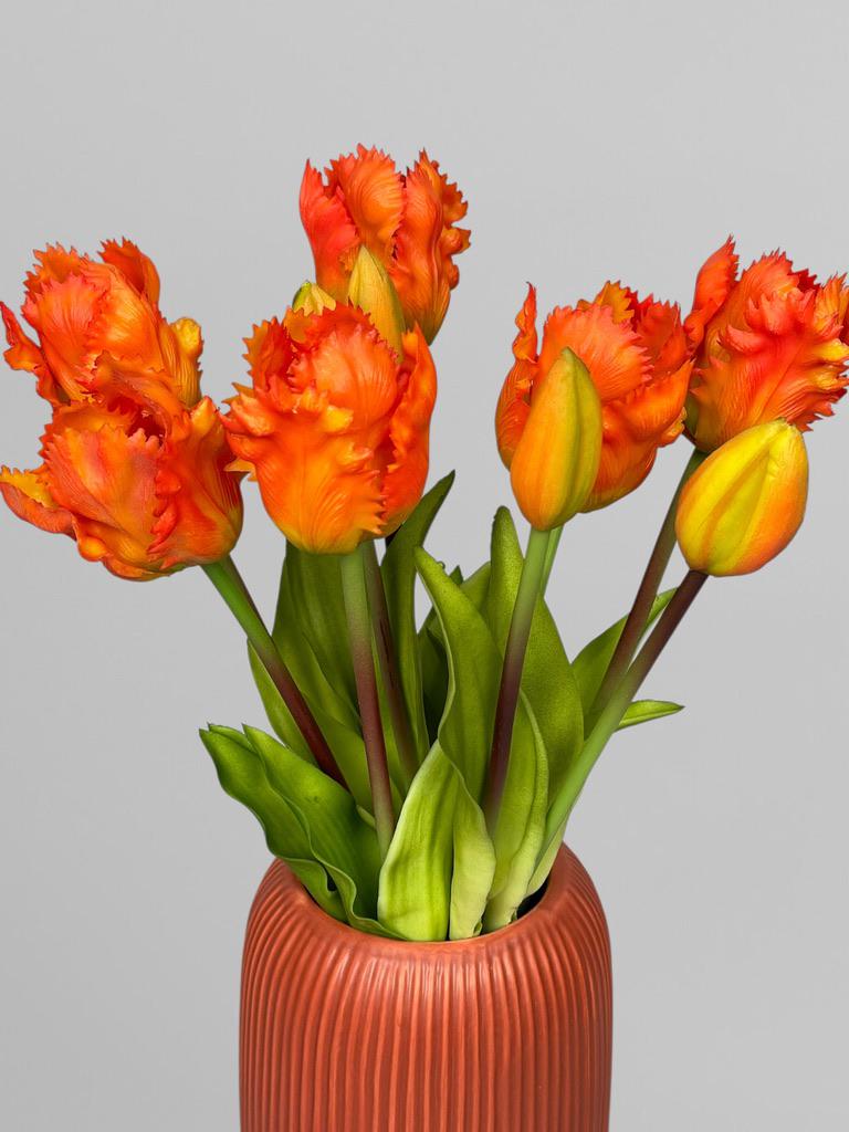 Букет искусственных латексных вьющихся тюльпанов 5 шт. 40 см Оранжевый (К07051) - фото 8