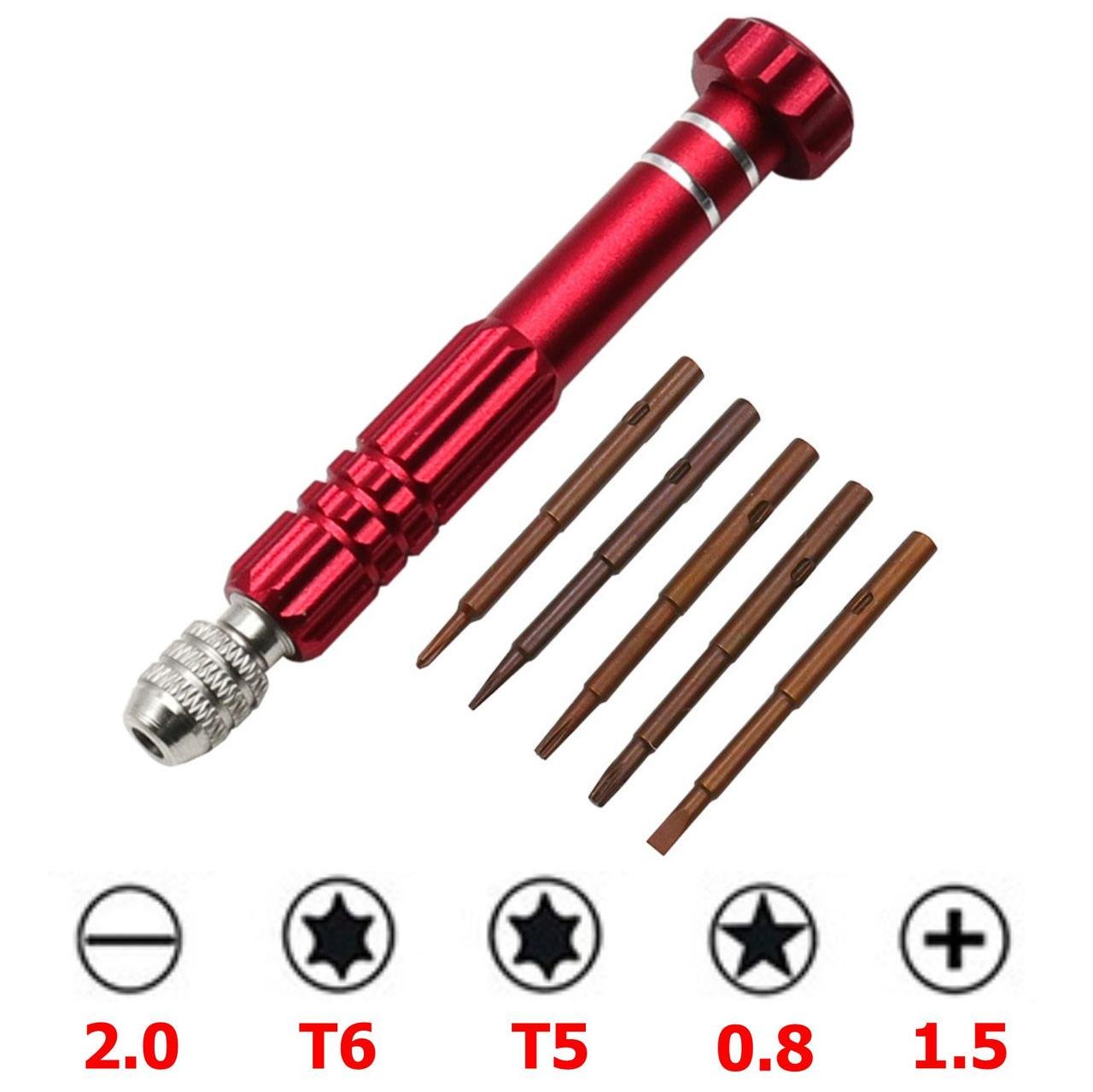 Викрутка прецизійна цангова 5 намагнічених змінних жал Red (137755) - фото 2 Викрутка прецизійна цангова 5 намагнічених змінних жал Red (137755) - фото 2