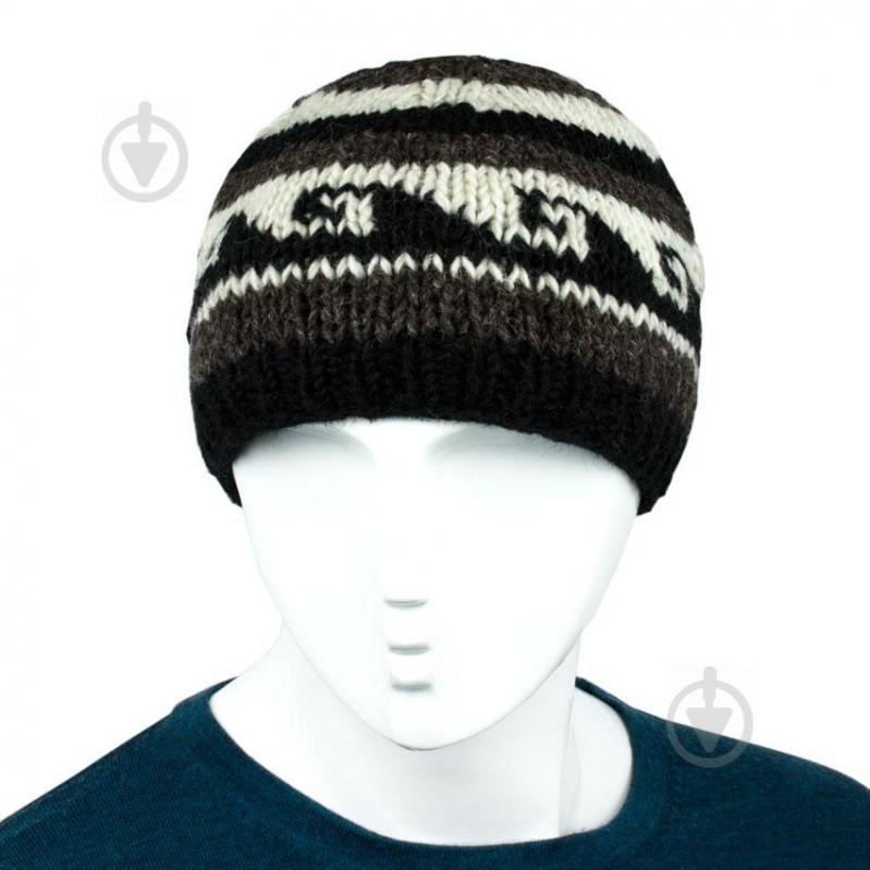 Шапка Kathmandu Пана Ручная работа 100% шерсть яка М 57-58 Черно-серо-белая (25733)