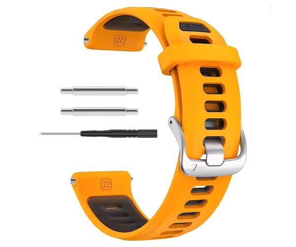 Ремешок Silicone Dual Color для смарт-часов Garmin Forerunner 970 22 мм Оранжево-черный