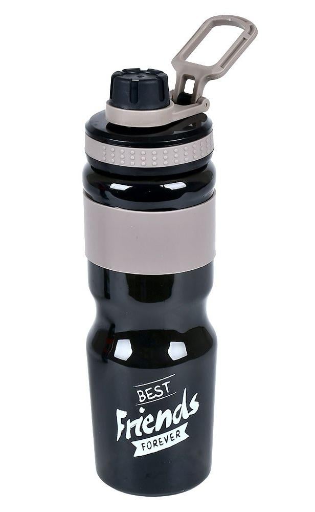 Пляшка-поїлка Best Friends 660 мл пластикова з силіконовим тримачем Black/Gray (30995)