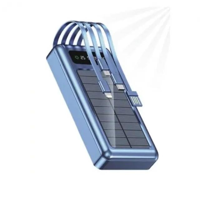 Повербанк UKC Solar Z 8412 с кабелями и солнечной панелью 20000 mAh Blue (019806)