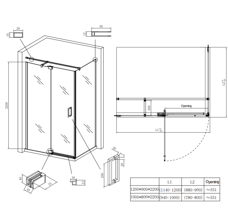 Душевая кабина без поддона KOER SR SC02-120x90x200-TR-01 прозрачное стекло Easy Clean 8 мм Хром (KR5354) - фото 2 Душевая кабина без поддона KOER SR SC02-120x90x200-TR-01 прозрачное стекло Easy Clean 8 мм Хром (KR5354) - фото 2