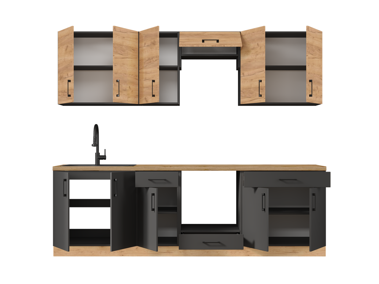 Меблі для кухні Еверест К-6 Оптіма 2,6 м Крафт золотий/Антрацитовий (26028) - фото 1 Меблі для кухні Еверест К-6 Оптіма 2,6 м Крафт золотий/Антрацитовий (26028) - фото 1