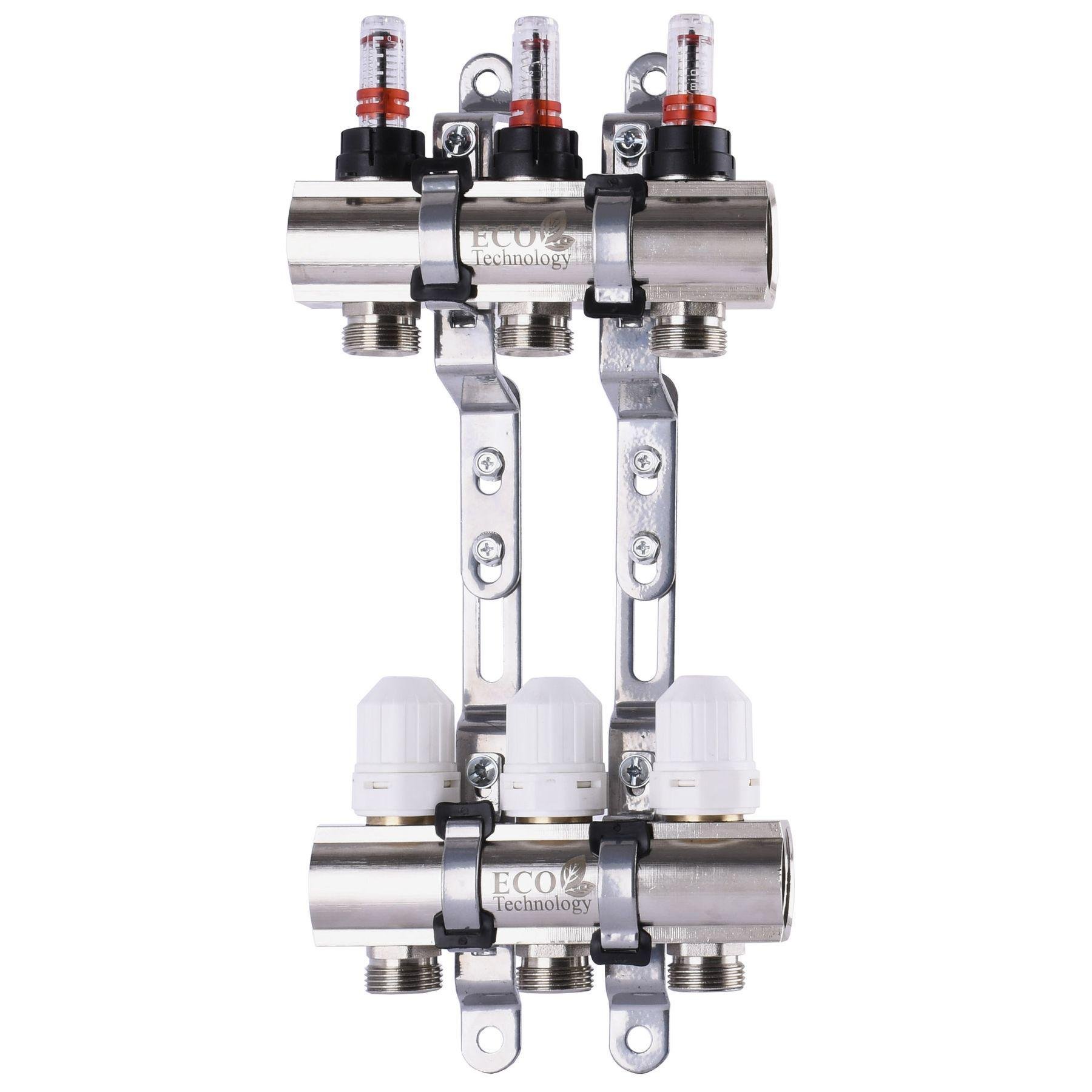 Коллектор с расходомерами/регуляторами и креплением Eсо 001D 1"x3 (000009826)