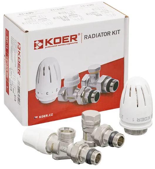 Комплект для подключения радиатора KOER 1/2x3/4" осевой с термоголовкой ПН (9081550)