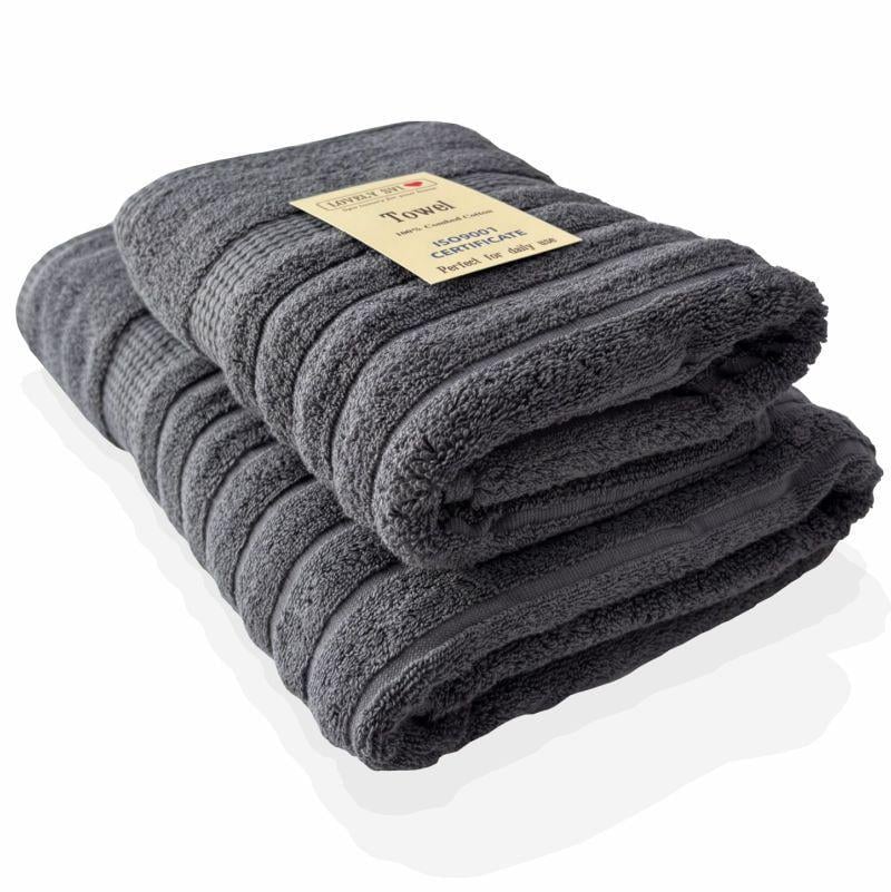 Набір рушників для ванної Lovely Svi Oxford Stripe жаккард 2 шт. 70х140/50х90 см Charcoal (341124) - фото 1