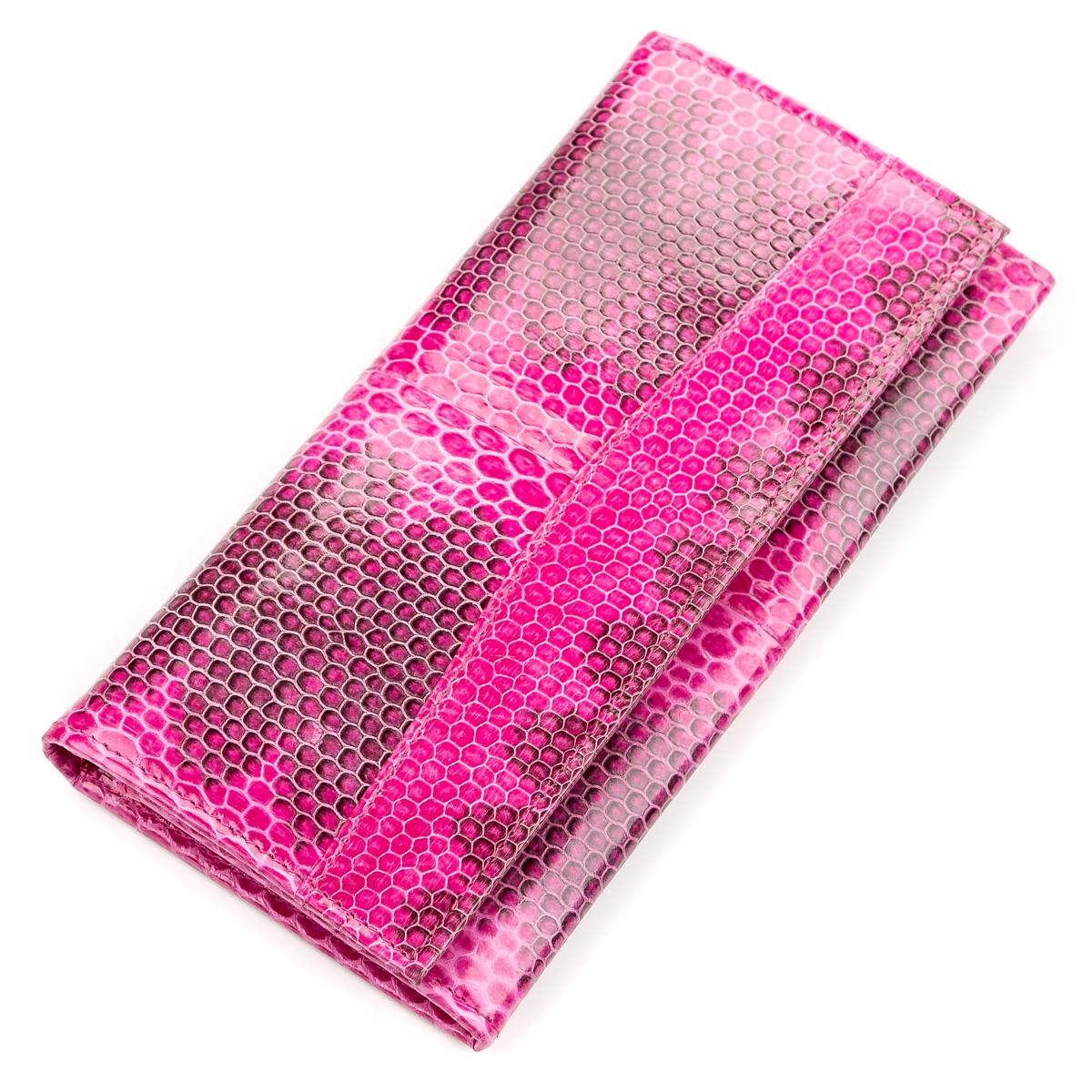 Женский кошелек Snake leather 18148 кожаный Розовый