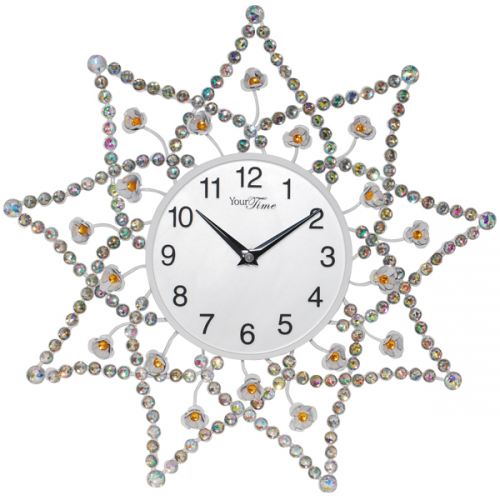 Часы настенные SNT с камнями металлические 40х40 см (02-228)