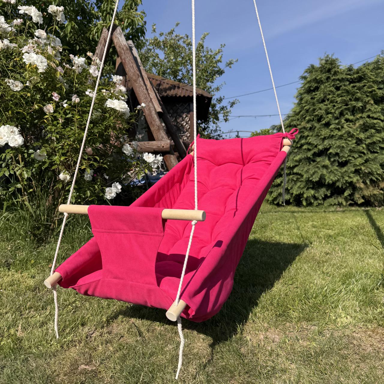 Дитяча гойдалка підвісна Мега-колиханка мікровелюр Темно-рожевий (gs-8854)