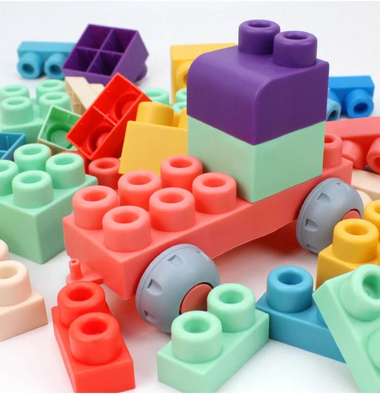 Конструктор мягкий силиконовый для детей Soft rubber building blocks 20 шт. - фото 1