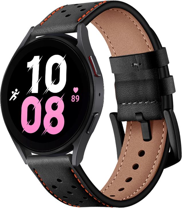 Ремешок кожаный Classico для Galaxy Watch 5 44 мм Black/Orange (29205-54)
