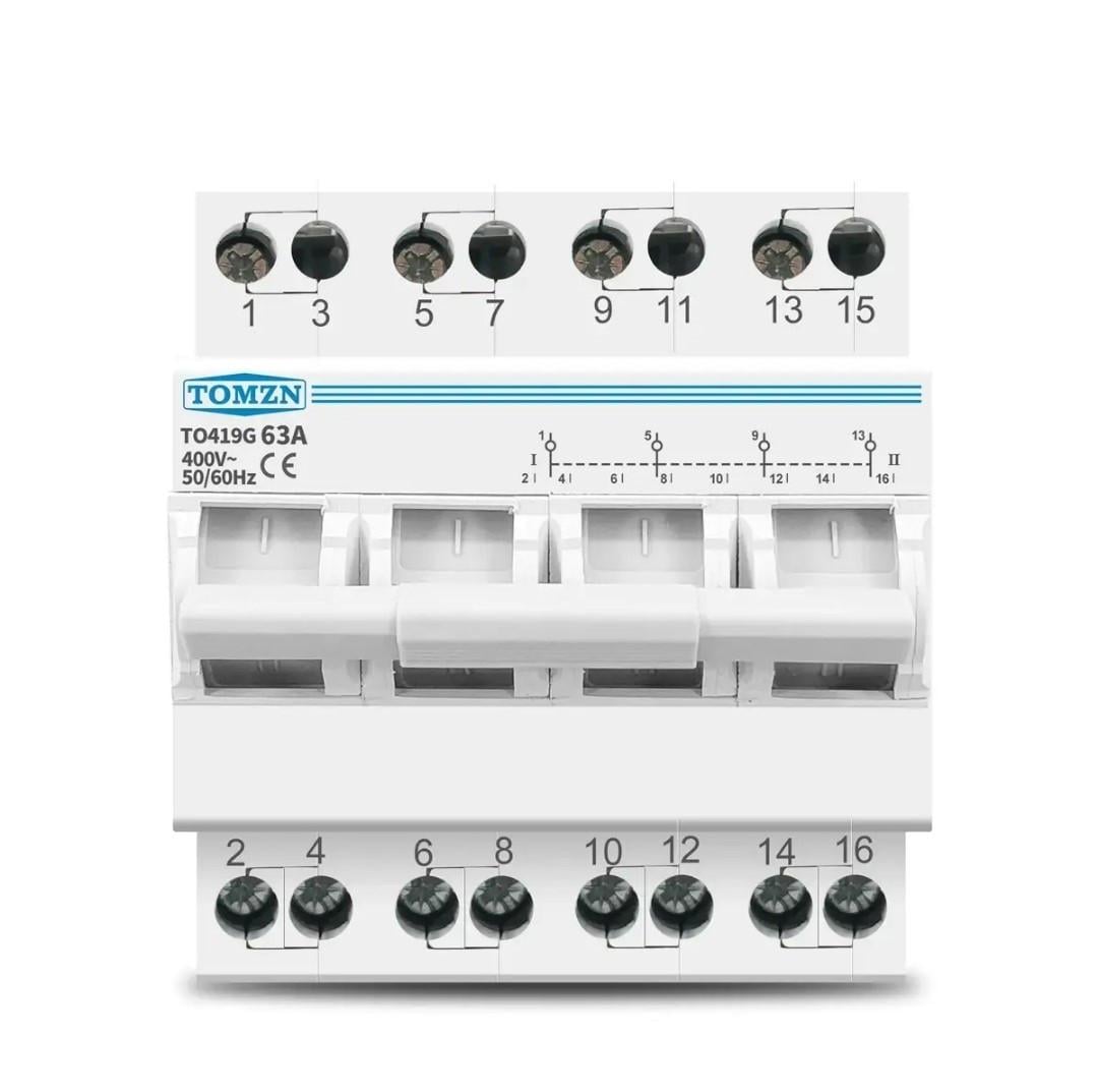 Переключатель ввода резерва 4Р 63А Tomzn TO419G трехпозиционный модульный ручной