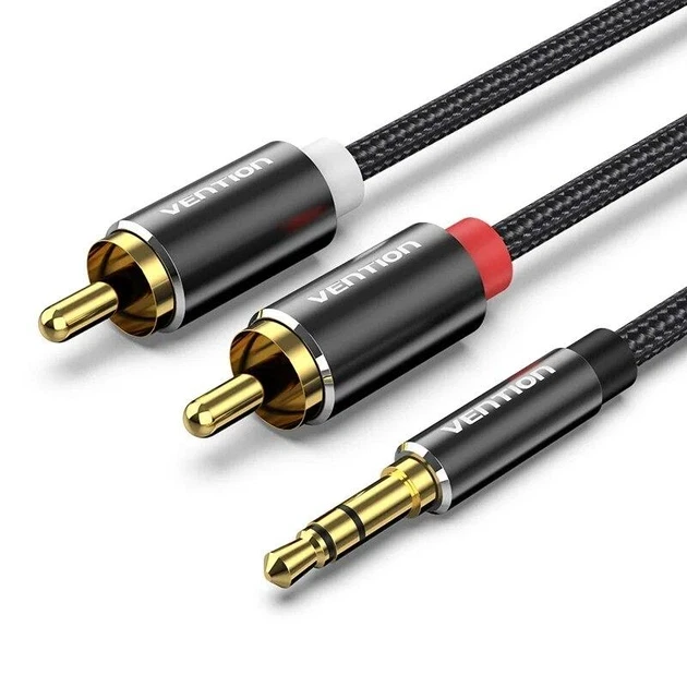 Аудиокабель Vention AUX 3,5мм Jack to 2 RCA Male 0,5м