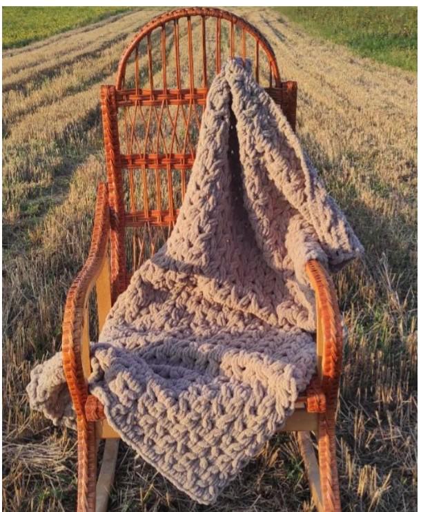 Плед в’язаний Пшениця Alize Puffy ручної роботи 90х160 см (P10001AP) - фото 2 Плед в’язаний Пшениця Alize Puffy ручної роботи 90х160 см (P10001AP) - фото 2