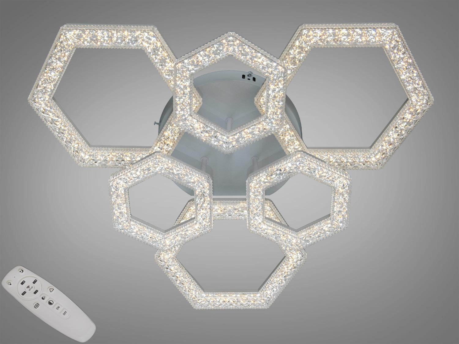 Люстра потолочная LED/пульт/димер/75W Белый (6653/3+3WH)