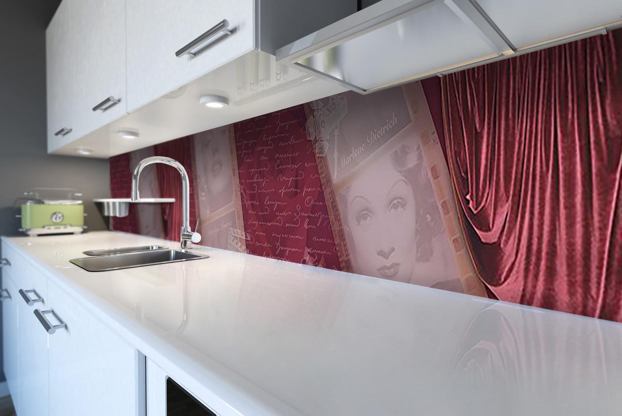 Кухонный фартук Бордовый бархат из самоклеющейся виниловой пленки 65х300 см Красный