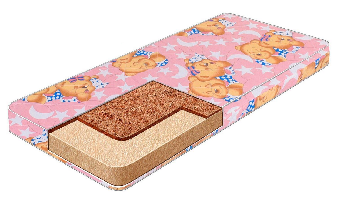 Матрас детский ортопедический Homefort Малютка-2 Спящий мишка 60х120х6 см Розовый