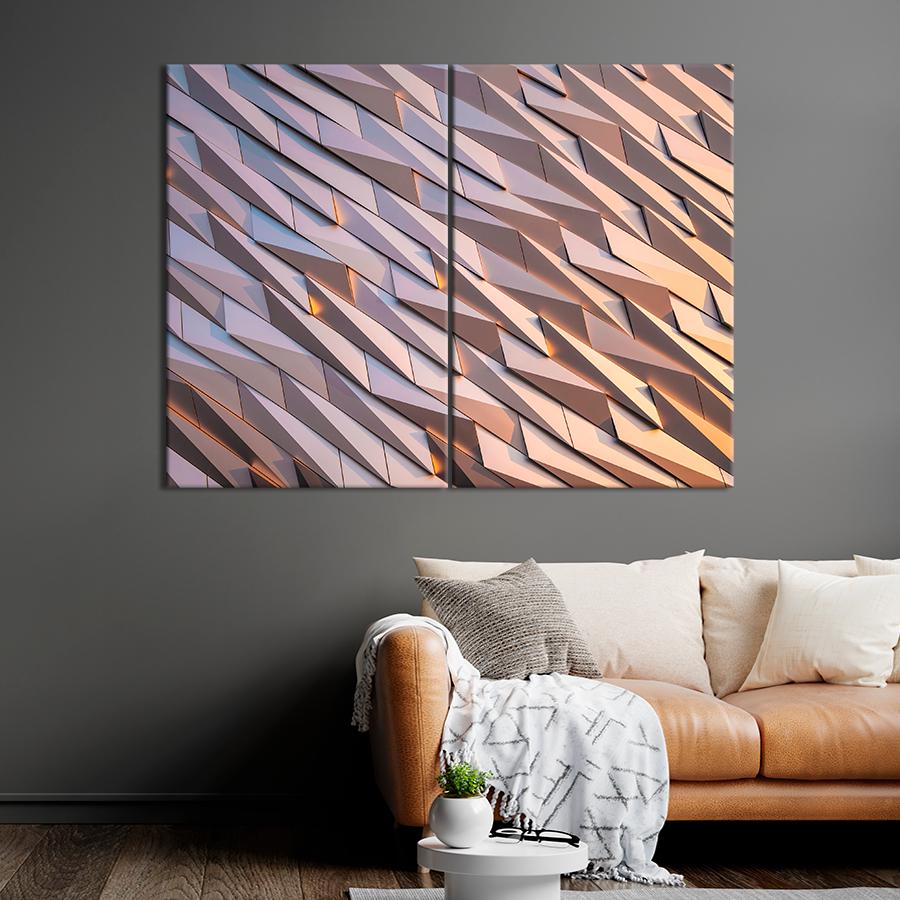 Картина абстракция Золотистые абстрактные фигуры 165x122 см (A887-2)