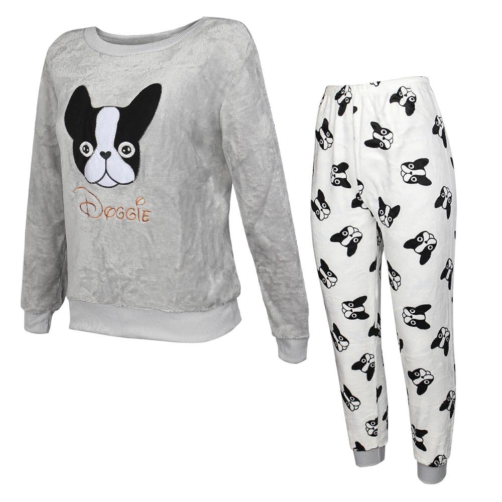 Женская теплая пижама Lesko Bulldog Gray 2XL для дома Женская теплая пижама Lesko Bulldog Gray 2XL для дома